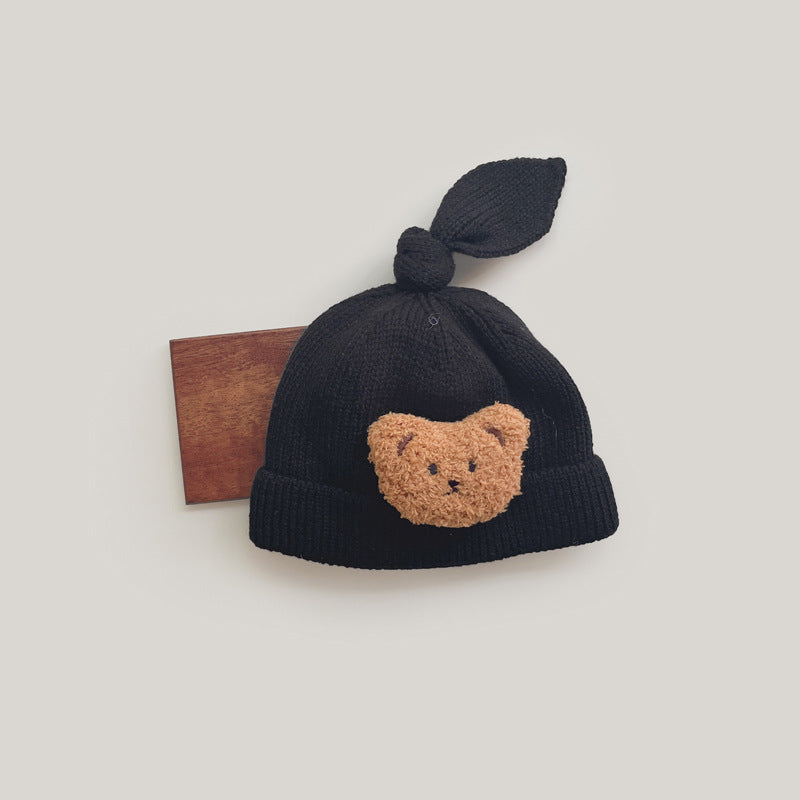 Cute Bear Plus Down Anti-cold Knitted Hat
