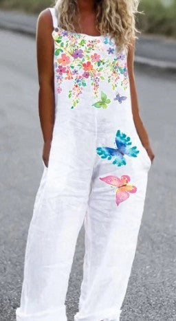 Printed Loose Cotton And Linen Suspenders