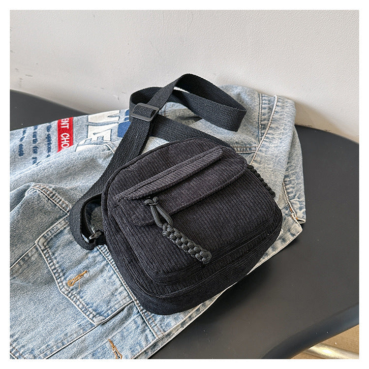 Solid Color Classy Exquisite Texture Portable Shoulder Messenger Bag