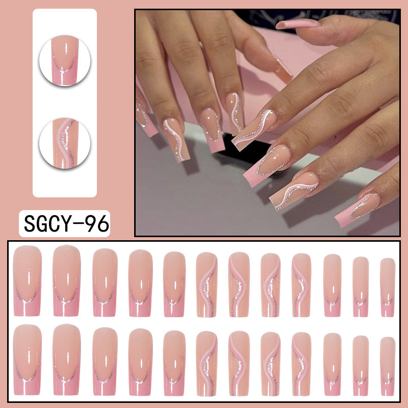 Wear Nail Long Pointed Nail Blooming Gradient Electroplating Nail Patch