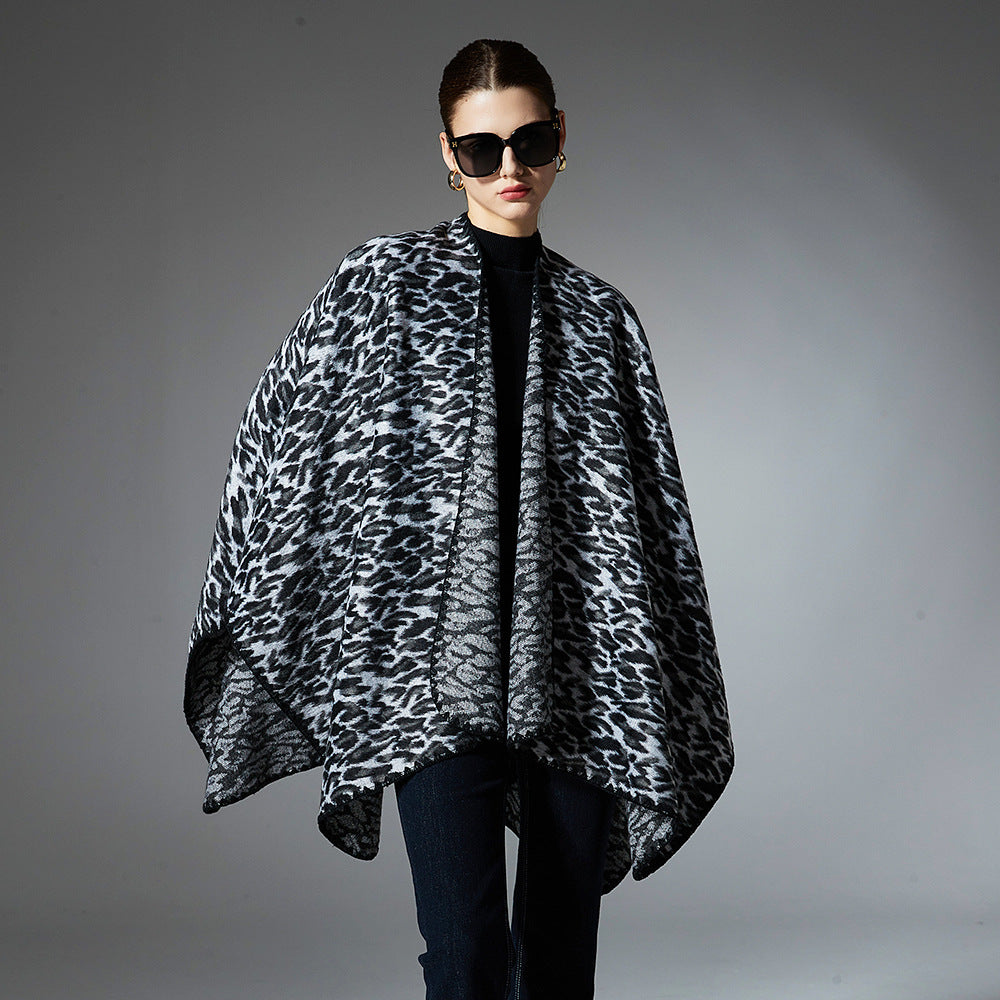 Forår Efterår Vinter Ny Sort Leopardprint Krydssjal