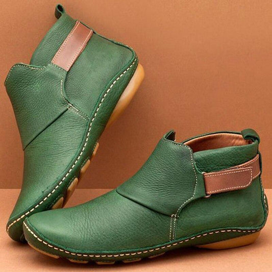 Round Toe Casual Leather Boots Sleeve Fashion