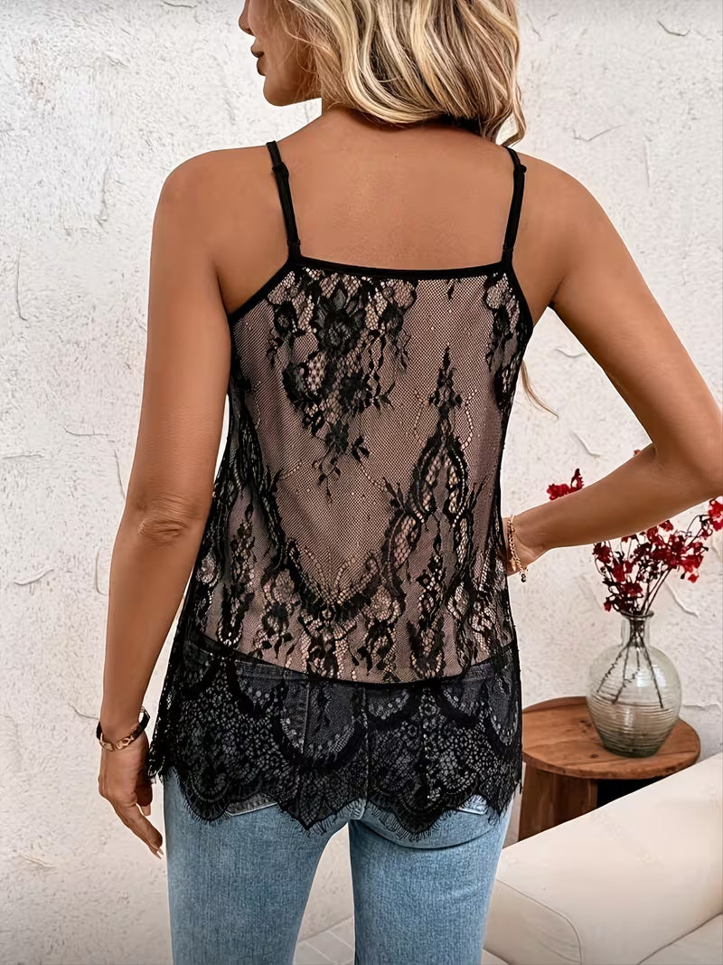 V-neck Lace Patchwork Women's Camisole Vest
