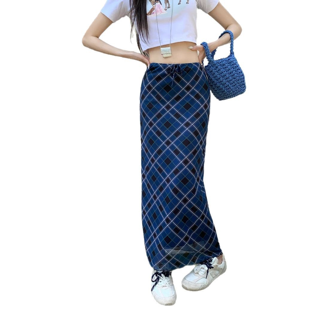 Plus Size Women's Plaid Straight Mid-length Skirt