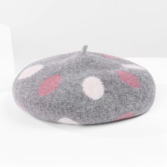British Retro New Fashion Polka Dot Woolen Hat Women