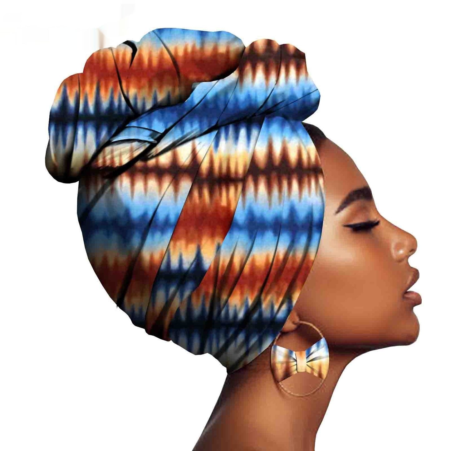 Batik Headscarf Exaggerated Earrings
