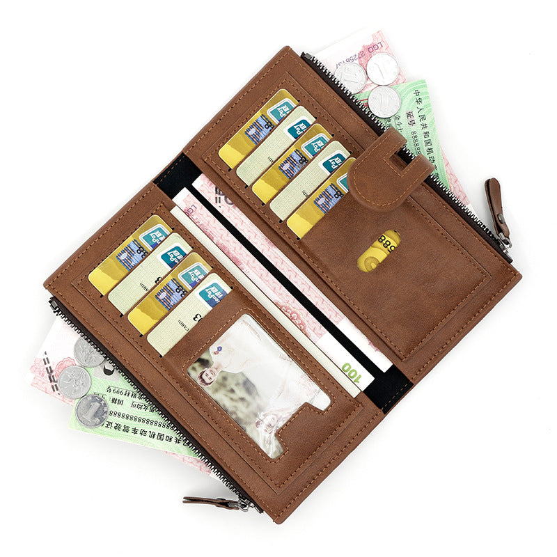 Fashion Minimalist Magnetic Buckle Multi-card Slot Zipper Bag