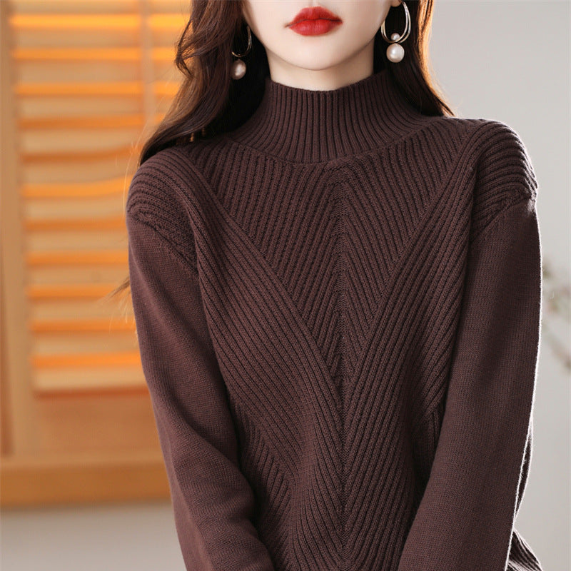 Women's Thickened Half-high Collar Cotton Long-sleeved Bottoming Sweater
