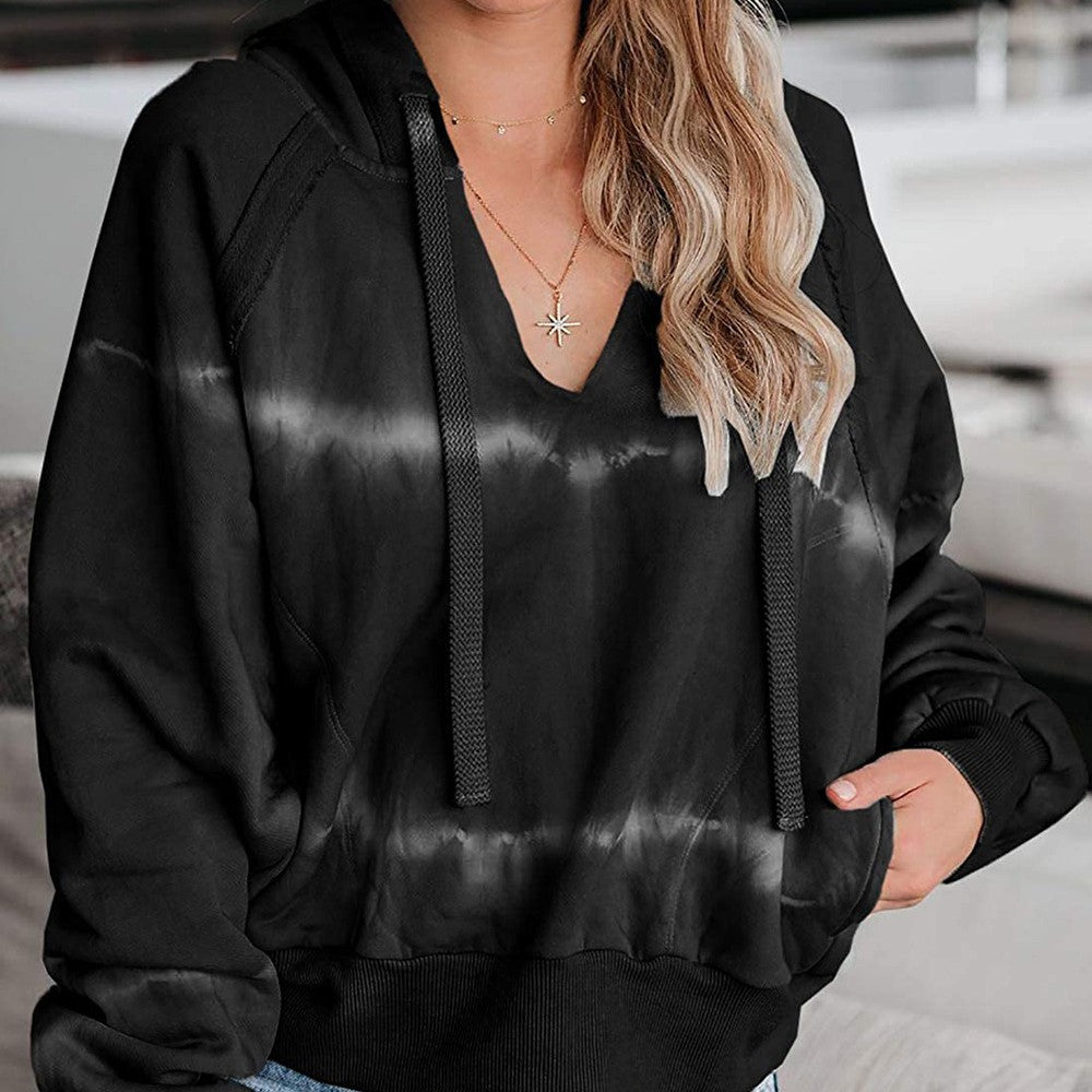 European And American Tie-dye Loose Gradient Casual Hooded Sweater