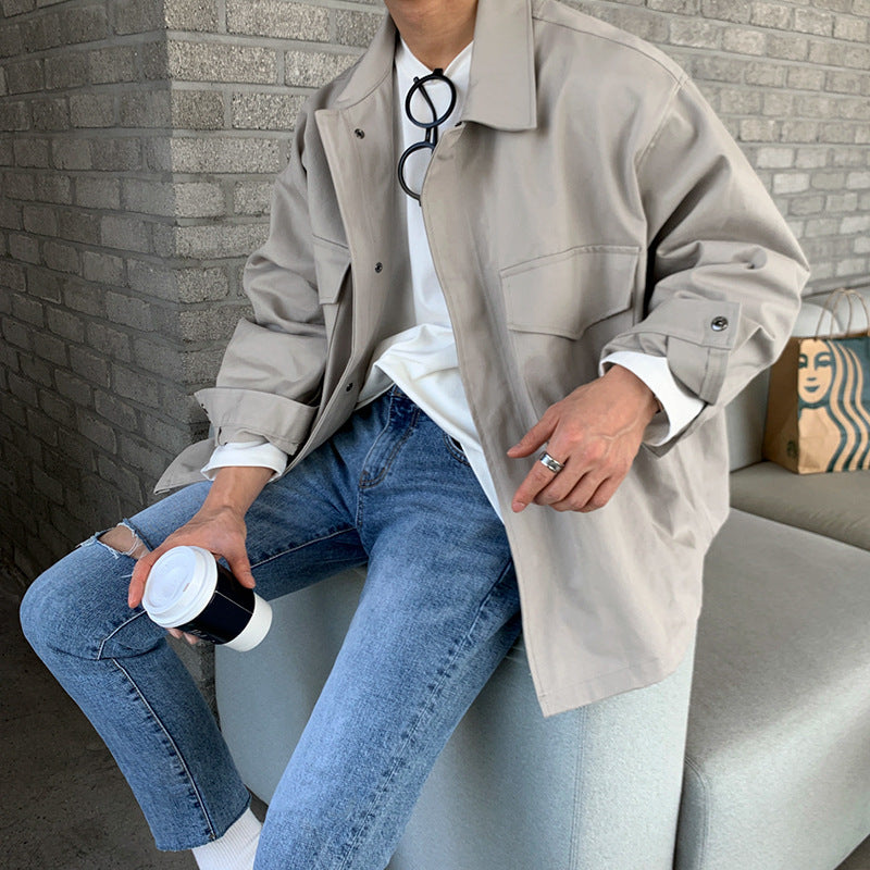 Trendy Plankton On Clothes Retro Lapel Casual Cargo Jacket