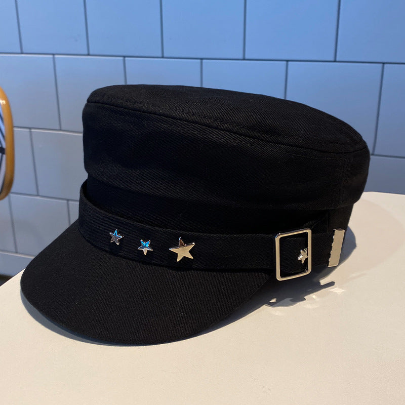 Black Star Hat Retro Beret