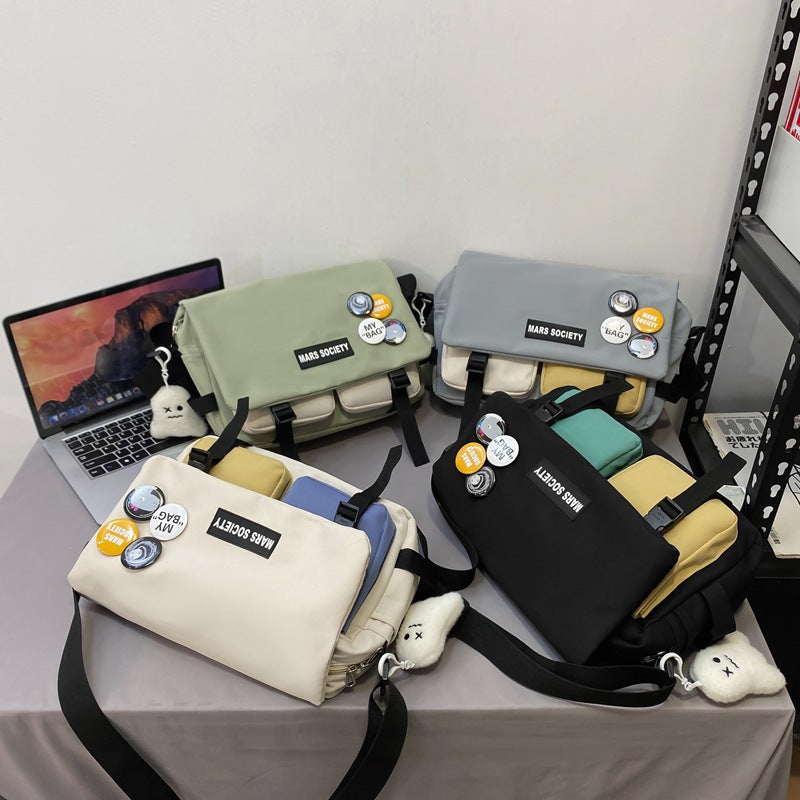 Tooling Korean Style Contrast Color Student Shoulder Bag Japanese-style Retro Color Matching