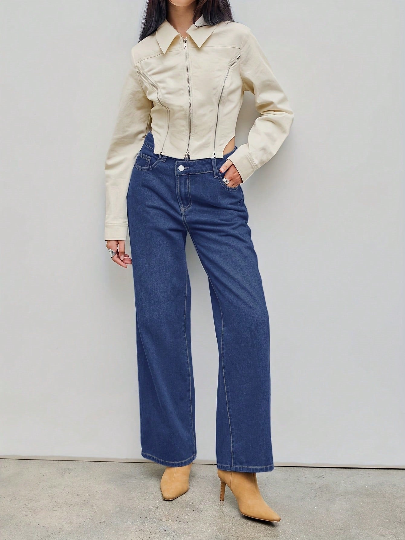Autumn Leisure Straight Loose Diagonal Jeans