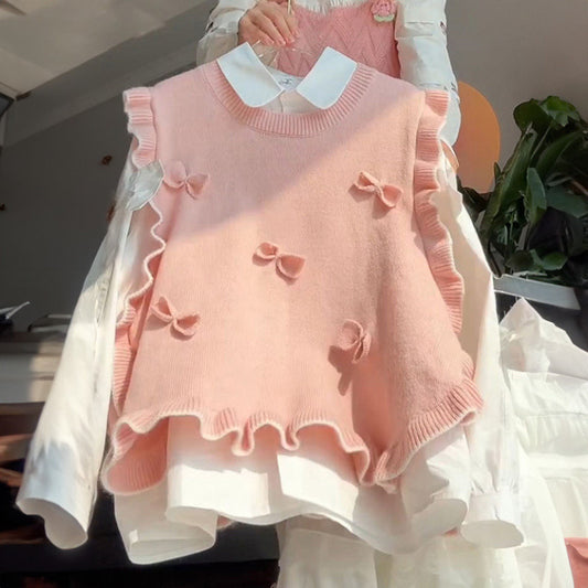 Gentle Three-dimensional Flower Round Neck Knitted Women