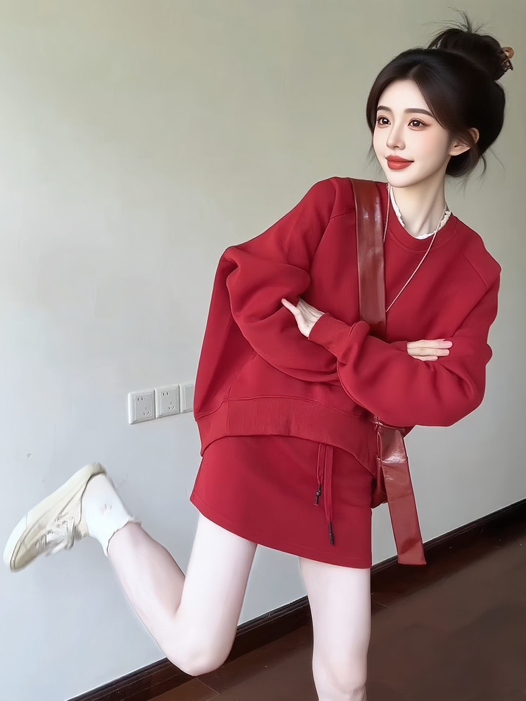 Womens Casual Sporty Hoodie And Skirt Set