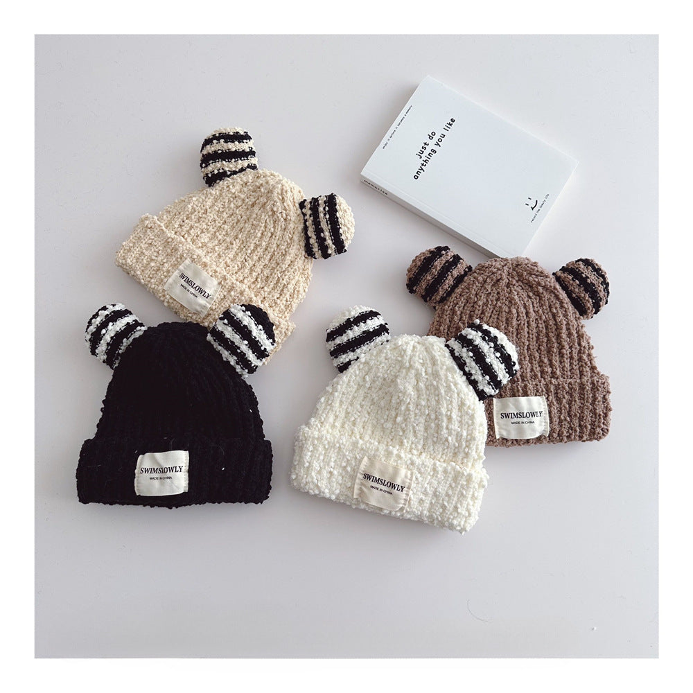 Ear Style Children's Stripes Knitted Hat Warm