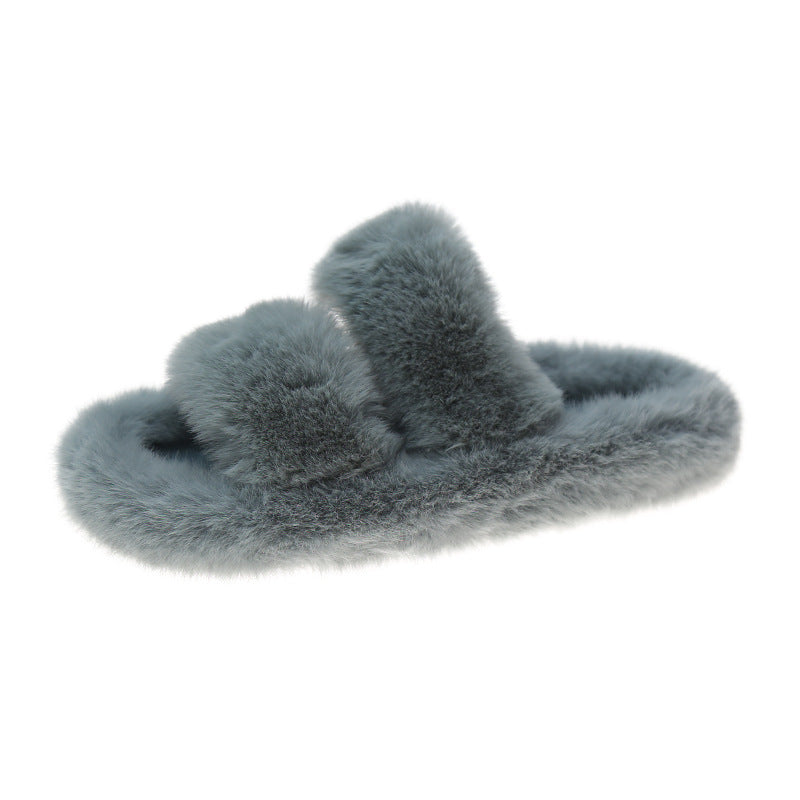 Double Strips Of Foreign Trade Hot Style Flat Bottomed Indoor Warm Slippers