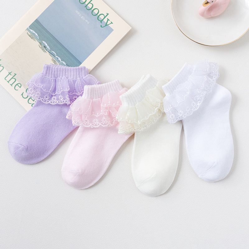 Mid Tube Winter Lace Atin Dance Princess Socks