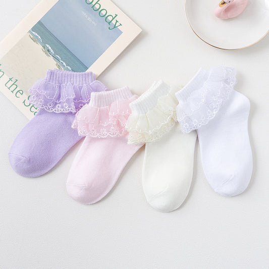 Mid Tube Winter Lace Atin Dance Princess Socks