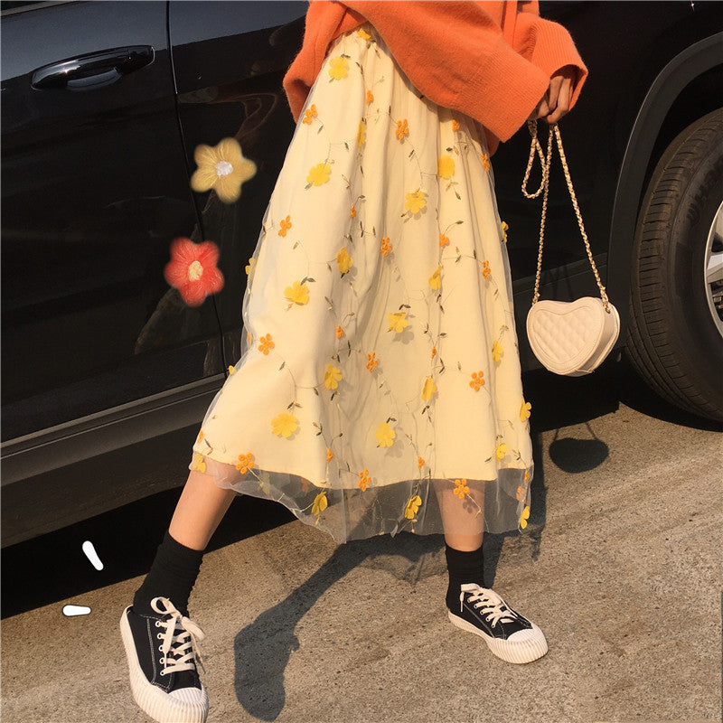 Spring And Autumn Dress Mesh Fairy Dress Design Niche Temperament Skirt