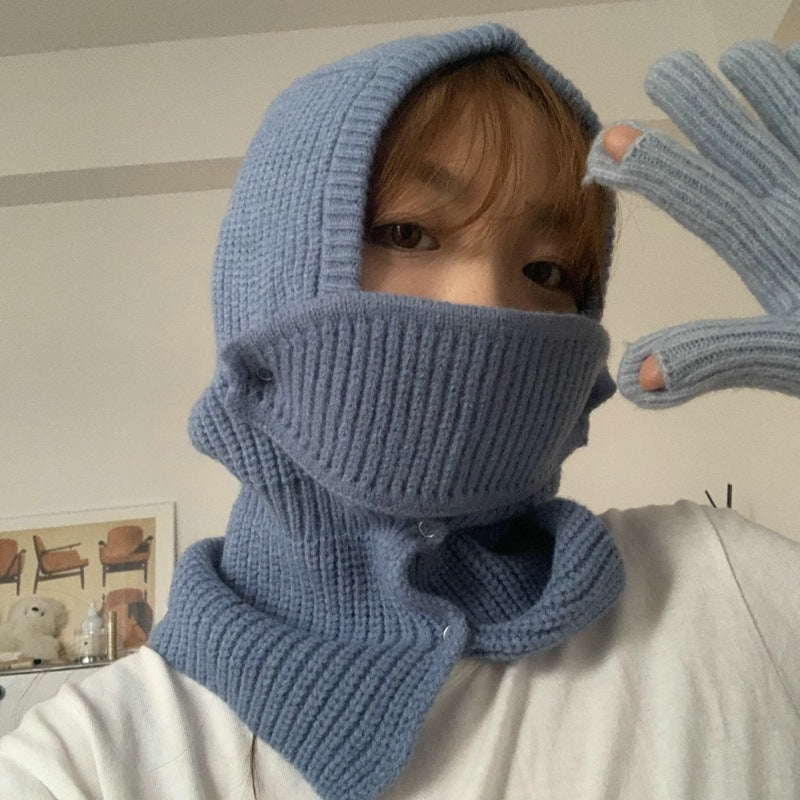 Solid Warm Knitting Wool Mask Hat