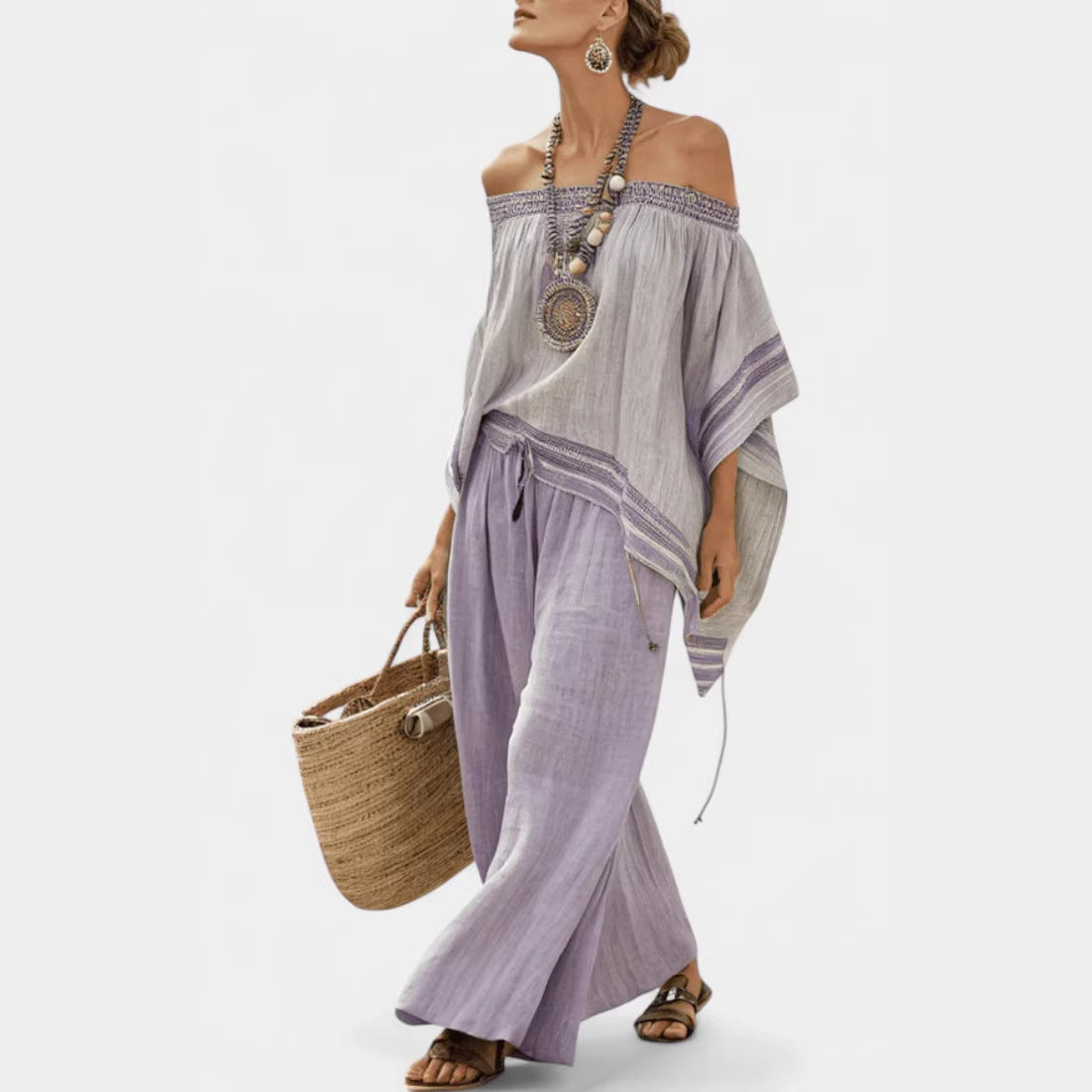 Plus-size Loose Casual Women's Beach Two-piece Set