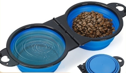 Silicone Portable Outdoor Pet Folding Out Feeder One Dog Bowl
