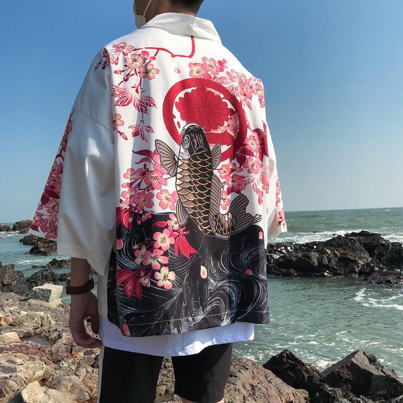 Robe Men's Loose Sun Protection Three-quarter Length Sleeves Cardigan Coat