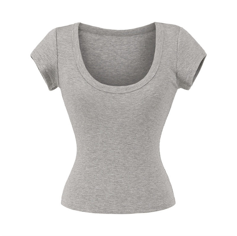 U-neck Short Sleeve Shoulder T