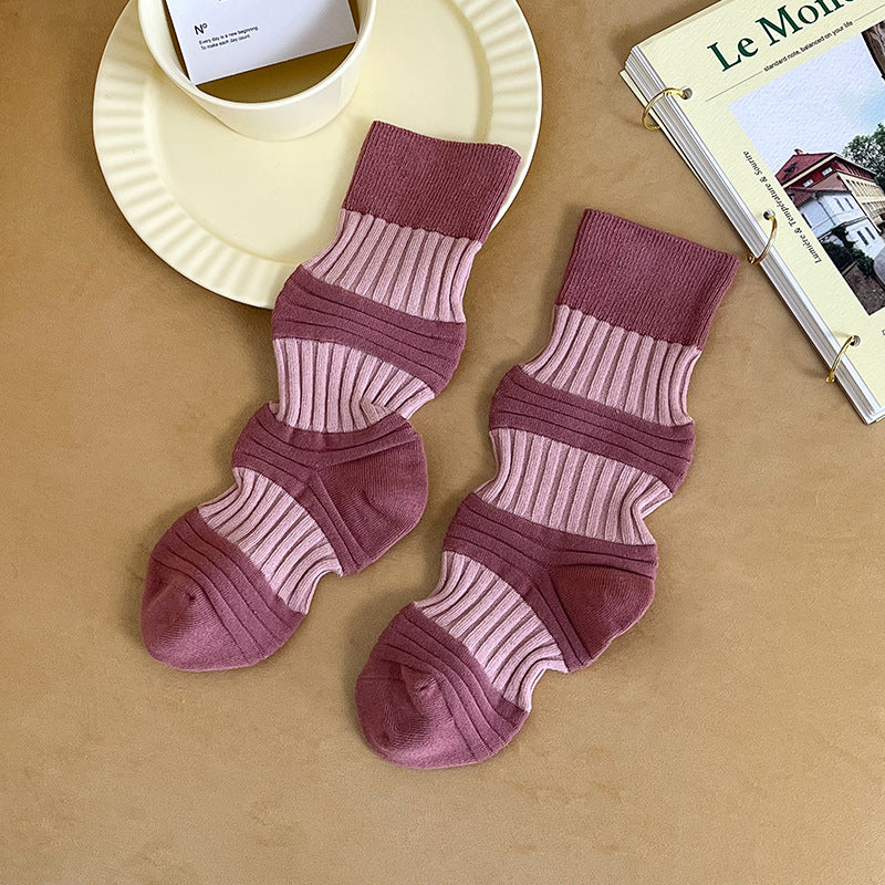 Retro Sweat-absorbent Breathable Combed Cotton Stockings