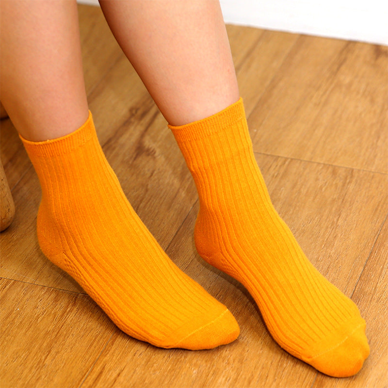 Ladies Pure Cotton Solid Color Middle Tube And Short Tube Black Women's Socks