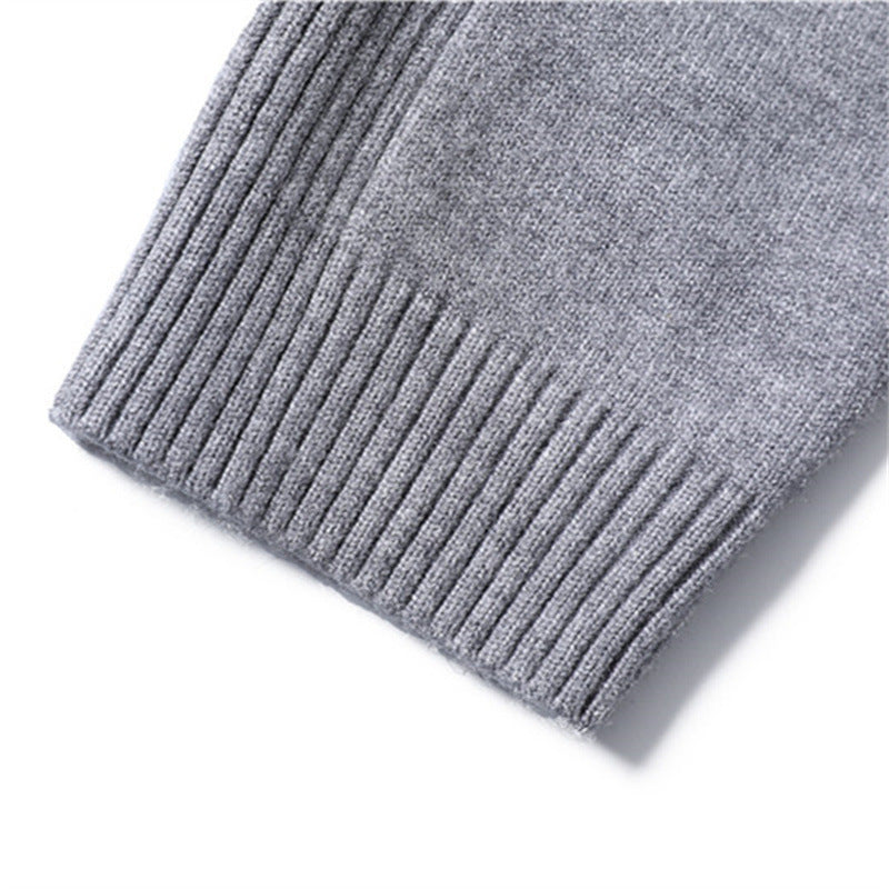 Casual Men's Solid Color Pullover Sweater High Neck