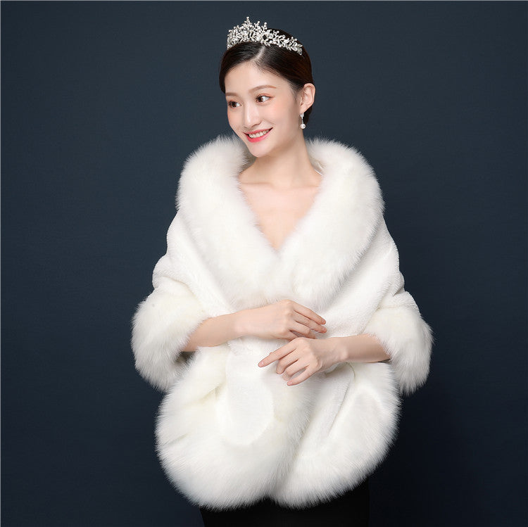 Thickened Plus-sized Fur Warm Scarf Coat Shawl