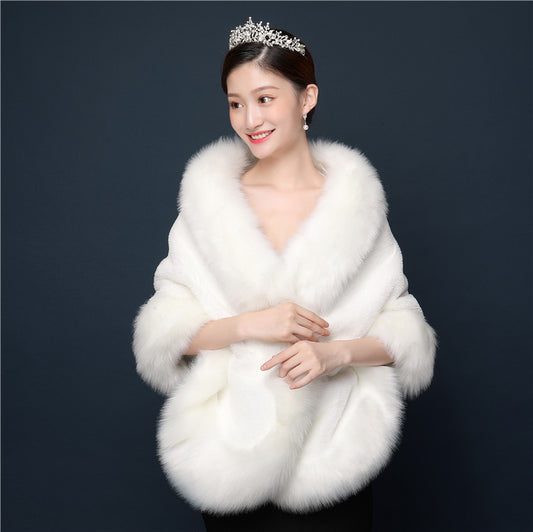 Thickened Plus-sized Fur Warm Scarf Coat Shawl