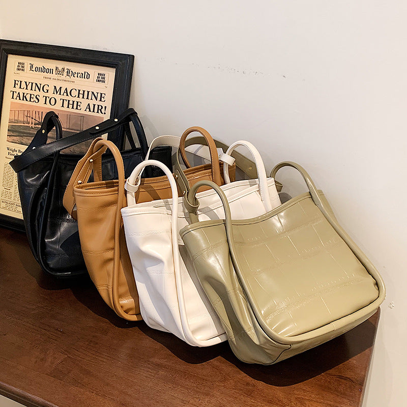 Female Simple Net Red Tote Bag Texture Commuter Briefcase Handbag