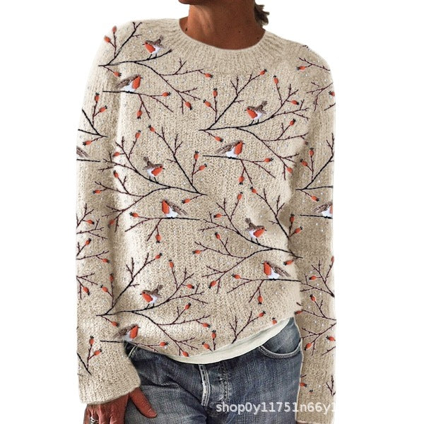 Sød og afslappet sweatshirt med rund halsudskæring og print til kvinder
