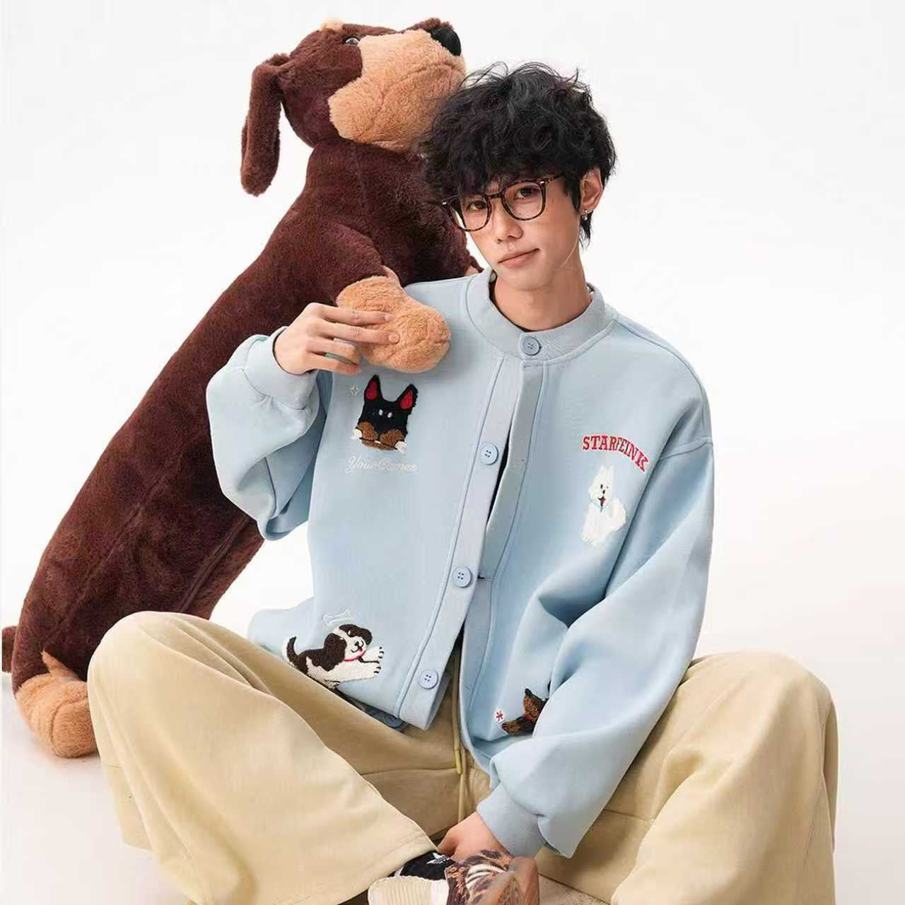Men's Loose Casual Crew-Neck Couple Jacket Top