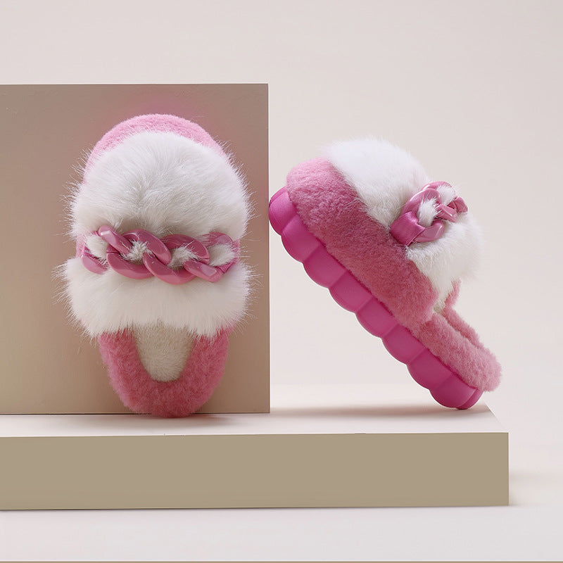 Outdoor Trend Slippers With Thick Bottom Warm In Winter