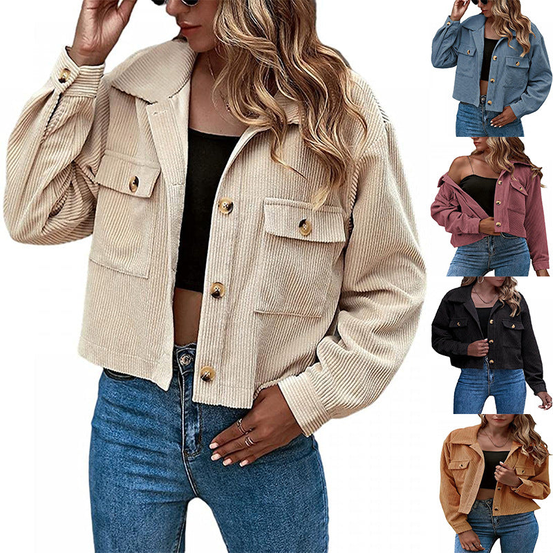 New European And American Fashion Corduroy Ladies Shirt Jacket