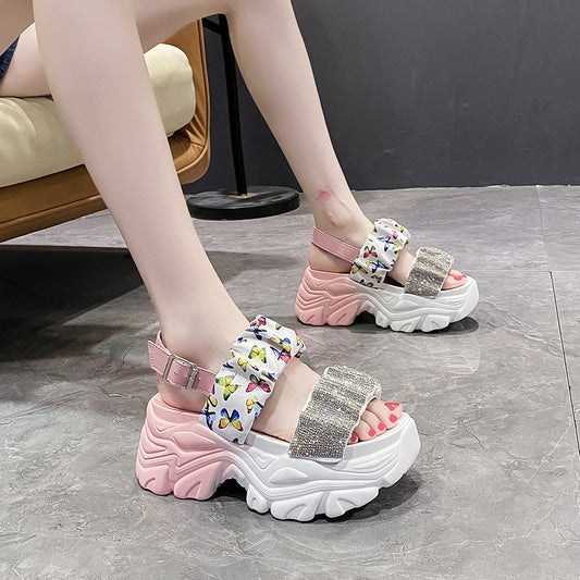 Women's Fashion Rhinestone Platform Platform Sports Sandals