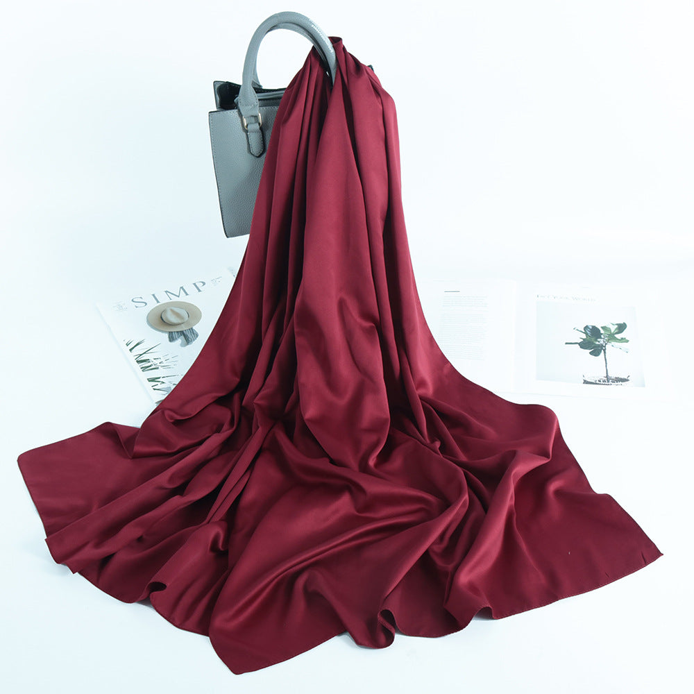 Solid Color Casual Malay Scarf Satin Shawl