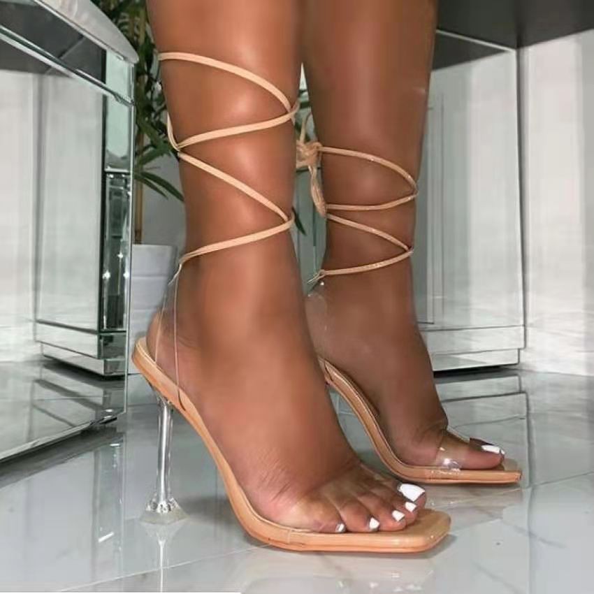 Candy Color Stiletto Sandals With Ankle Straps, Size 43 Women's Shoes