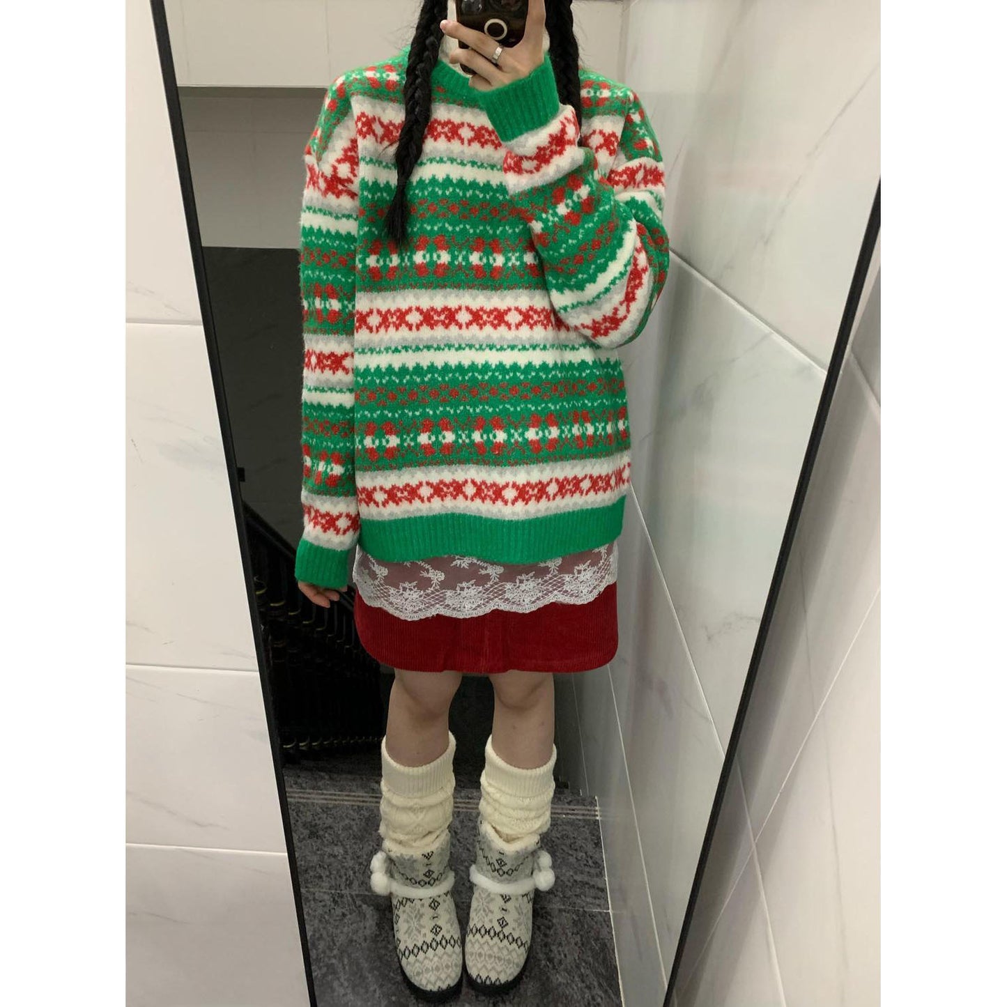 Vintage Fairisland Jacquard Christmas Sweater
