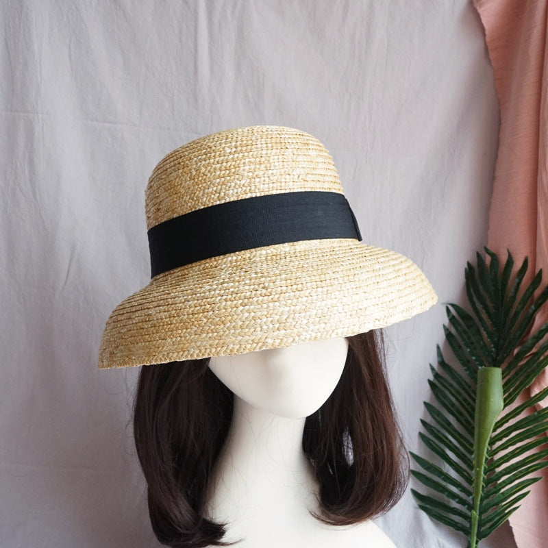 French Women's Vintage Straw Bell Beach Straw Hat