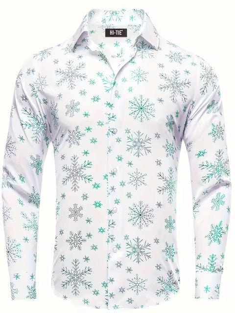 Men's Long-sleeve Shirt With A Snowflake Pattern