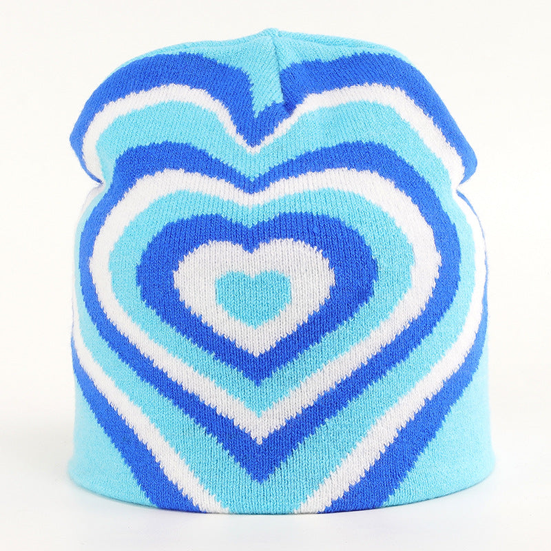 Color Matching Rainbow Love Knitted Hat Printed Pullover Fashion Woolen Hat