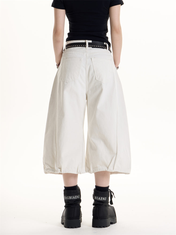 American Retro Hot Girl Style White Wide-leg Casual Pants