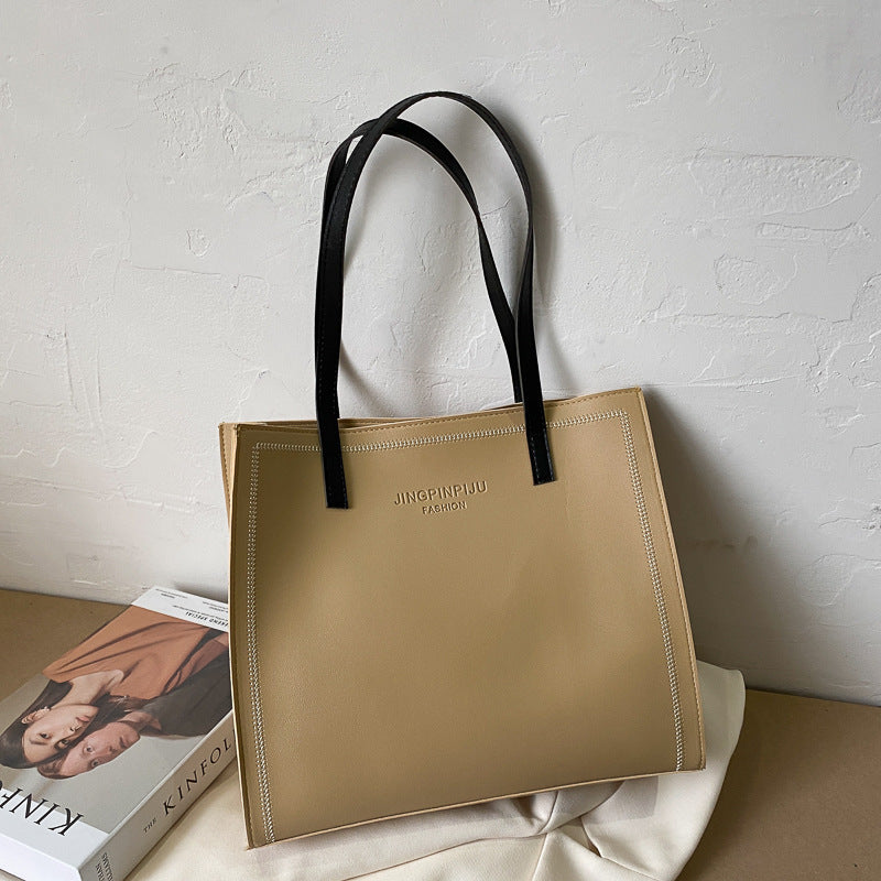 Stor Kapacitet Skulder Ensfarvet Bæretaske Simpel Tote Bag