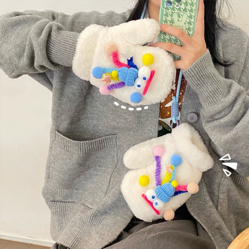 Original Plush Warm Gloves For Women In Winter