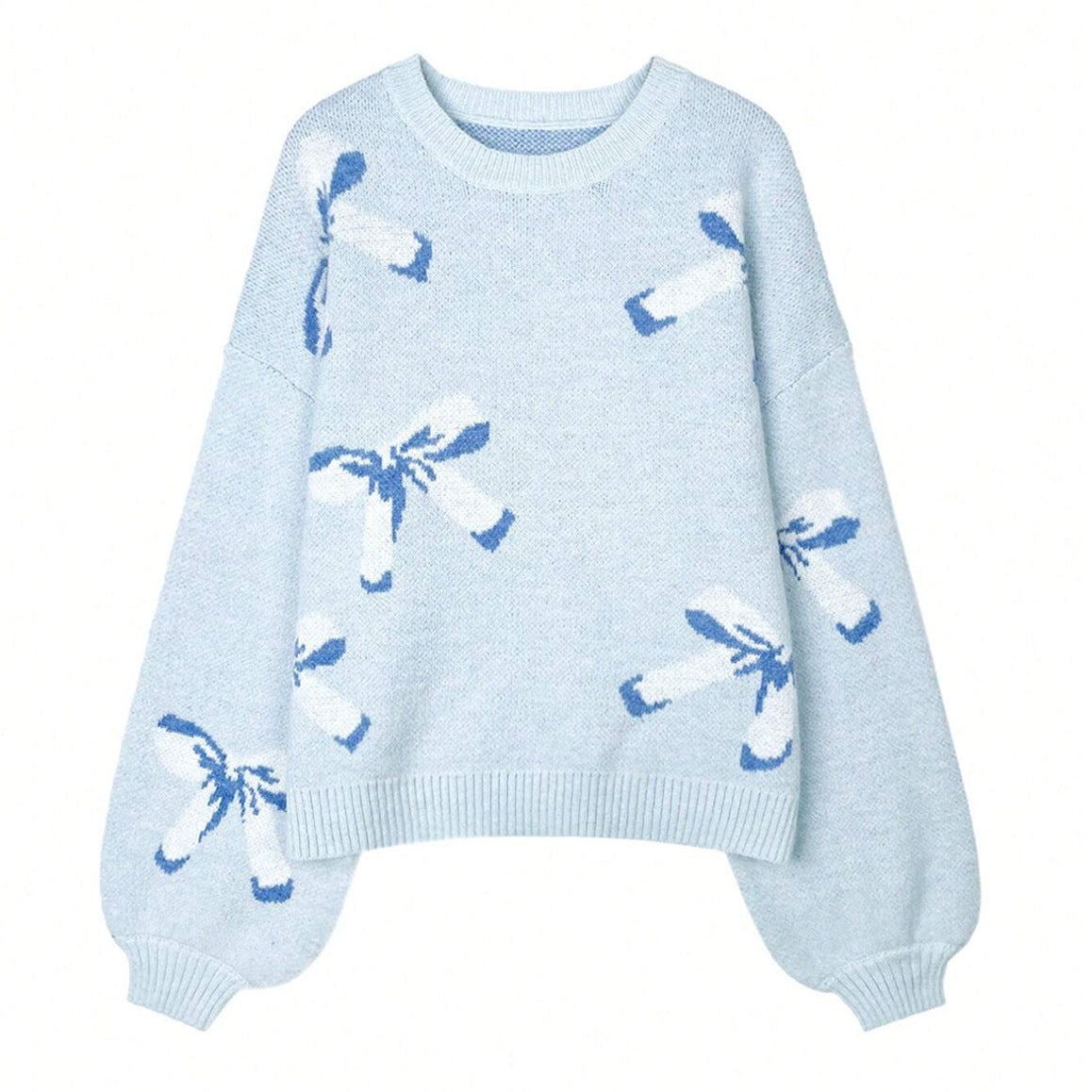 Bow Jacquard Lazy And Loose Pullover Sweater